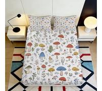 Drap Housse Microfibre imprimée 3D Champignons Plantes Matelas Protège-lit Antidérapant Lavable Décor Chambre Cadeau 90x200x25cm