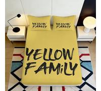 Drap-Housse Microfibre Jaune Typographie 3D Printed Décor Moderne Chambre Étudiant Protection Matelas Facile d’Entretien 90x200x25cm