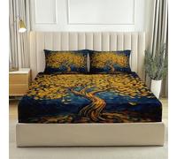 Drap Housse Microfibre, Motif Forêt Magique Champignon végétal Drap Housse Protège pour 30 cm Epais - 140 x 190 cm Antidérapants Résistant Noir Ajustable Housse Matelas avec Une Rebord Élastique