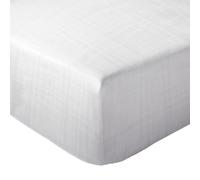 Drap housse MILOS mousseline de coton 140x200 cm bonnet 30 cm uni blanc neige