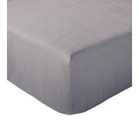 Drap housse MILOS mousseline de coton 140x200 cm bonnet 30 cm uni gris cendre