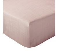 Drap housse MILOS mousseline de coton 140x200 cm bonnet 30 cm uni rose