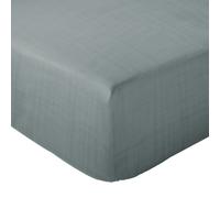 Drap housse MILOS mousseline de coton 140x200 cm bonnet 30 cm uni vert lichen