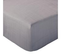 Drap housse MILOS mousseline de coton 180x200 cm bonnet 30 cm uni gris cendre