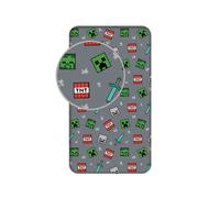 Jerry Fabrics Drap-housse pour enfants Minecraft – 100 % coton, 90 x 200 + 25 cm, coins élastiques