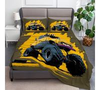 Drap Housse Modèle De Camion Monstre De Dessin Animé Drap Housse Bonnet 30cm Matelas en Microfibre, Doux et Durable Respirant avec Élastique Tout Autour, Kaki, 90 x 190 cm