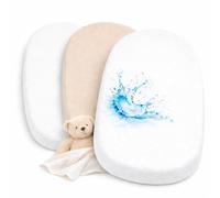 Drap Housse Nacelle (Lot de 2) + 1 Alèse Imperméable Protège Matelas - Set 2+1 Draps Housses 40x80 cm 100% Coton et Alèse Imperméable - Oeko-TEX (Blanc/Vanille, 43 x 83 cm)