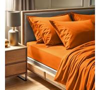 Drap-Housse Orange Ranforce King - 160 x 200 + 30 cm - 100% Coton - 155 Fils au Pouce carré - Lavable en Machine à 30 °C - Parure de lit Douce et Durable