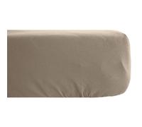 Drap housse PALACE pur coton lavé 140x190 cm bonnet 35 cm uni marron camel