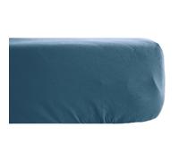 Drap housse PALACE pur coton lavé 180x200 cm bonnet 35 cm uni bleu marine