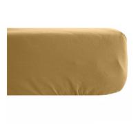 Drap housse PALACE pur coton lavé 180x200 cm bonnet 35 cm uni marron Houblon