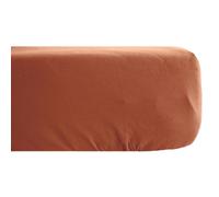 Drap housse PALACE pur coton lavé 180x200 cm bonnet 35 cm uni marron terre cuite
