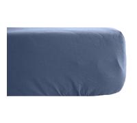 Drap housse PALACE pur coton lavé 90x190 cm bonnet 30 cm uni bleu indigo