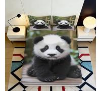 Drap Housse Panda 3D Imprimé Microfibre Poche Profonde Ourlet Élastique Lit Chambre Panda Mattress Fitted Cover Lavable Protection Matelas Adultes Jeunes 160x200x25cm