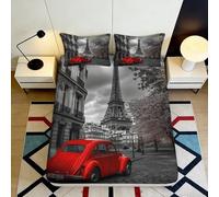 Drap-Housse Paris Ville Voiture 3D Microfibre Imprimée Élastique Antidérapant Chambre Protection Lit Paris Lavable 90x200x25cm