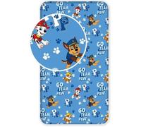 Drap housse - Pat Patrouille - 90 x 200 cm - 100% coton - Lavable en machine - Bleu