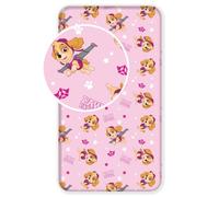 Drap Housse Paw Patrol avec Skye en Rose, Chiens, 90 cm x 200 cm + 25 cm 100% Coton pour Enfant