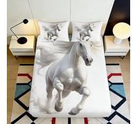 Drap-Housse Pégase Blanc Impression 3D Microfibre Cheval ailé Housse de Matelas antidérapante Décor Chambre Maison Salon 90x200x25cm