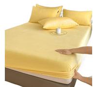 Drap-Housse Peluche Drap-housse élastique chaud et épais en flanelle de couleur unie, housse de matelas d'hiver réglable, linge de lit en velours, tailles 90/160/180/200 Drap Housse Hiver(Yellow,140x1