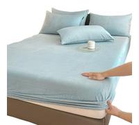 Drap-Housse Peluche Drap-housse élastique chaud et épais en flanelle de couleur unie, housse de matelas d'hiver réglable, linge de lit en velours, tailles 90/160/180/200 Drap Housse Hiver(Blue,140x190