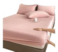 Drap-Housse Peluche Drap-housse élastique chaud et épais en flanelle de couleur unie, housse de matelas d'hiver réglable, linge de lit en velours, tailles 90/160/180/200 Drap Housse Hiver(Pink,90x200x