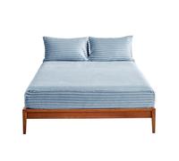 Drap-Housse Peluche, Drap-Housse Élastique Chaud et Épais, Housse de Matelas d'hiver Réglable, Drap de Lit Microfibre Super Chaud pour Matelas Épais (Ciel Bleu,99 x 190 cm)