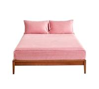 Drap-Housse Peluche, Drap-Housse Élastique Chaud et Épais, Housse de Matelas d'hiver Réglable, Drap de Lit Microfibre Super Chaud pour Matelas Épais (Rose A,99 x 190 cm)