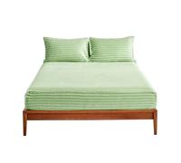 Drap-Housse Peluche, Drap-Housse Élastique Chaud et Épais, Housse de Matelas d'hiver Réglable, Drap de Lit Microfibre Super Chaud pour Matelas Épais (Vert A,99 x 190 cm)