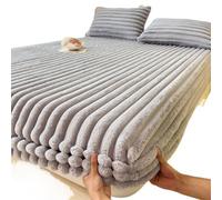 Drap-Housse Peluche Housse de lit King Queen en velours, housse de matelas douce for dortoir d'étudiants, drap-housse épais et chaud for l'hiver, protège-matelas Drap Housse Hiver(Gray,90x200cm-2pc se