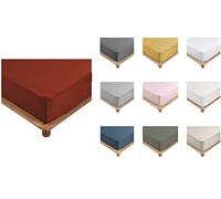 Drap Housse Percale 100% Coton 10 Coloris Différents - Tailles différentes 90 X 190cm - 140 X 190cm - 160 X 200cm - 180 X 200cm - Bonnet De 30cm (Rouge, 160x200 cm)