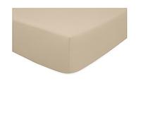Drap-Housse Percale 100% Coton 80 Fils - Bonnet 30 cm - Doux, Résistant et Élégant - Qualité supérieure 80 Fils (Beige, 140 x 200 x 30)