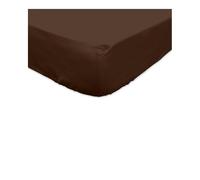 Drap-Housse Percale 100% Coton 80 Fils - Bonnet 30 cm - Doux, Résistant et Élégant - Qualité supérieure 80 Fils (Marron, 160 x 200 x 30)