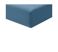Drap-Housse Percale 100% Coton 80 Fils - Bonnet 30 cm - Doux, Résistant et Élégant - Qualité supérieure 80 Fils (Bleu foncé, 90 x 190 x 30)