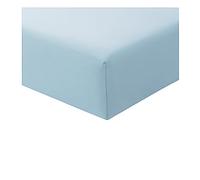Drap-Housse Percale 100% Coton 80 Fils - Bonnet 30 cm - Doux, Résistant et Élégant - Qualité supérieure 80 Fils (Bleu Clair, 90 x 190 x 30)
