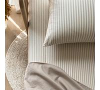 Drap housse percale de coton Rayé Lin (60 x 120 cm)
