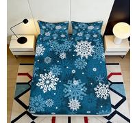 Drap-Housse Pingouin Mignon 3D Imprimé Microfibre Toucher Doux Snowland Housse de Lit Lavable Décor Chambre 90x200x25cm