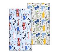 Drap-housse pour bébé - 140 x 70 cm - 100 % coton doux - En jersey (dinosaures, voitures)