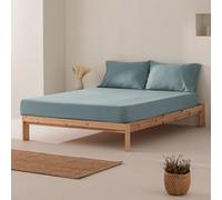 Drap-housse pour lit 90 x 200 x 30 cm, 100 % coton, respirant, réglable, couleur bleue