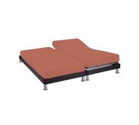 Drap housse pour lit articulé terracotta 100% coton bonnet 30 cm 2x70x190 cm - Orange - Fabriqué en France - Terre de Nuit