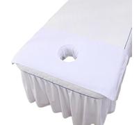 Drap housse pour table de massage avec trou pour le visage, drap-housse de qualité supérieure avec bords verrouillés (blanc)
