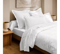 Drap Housse Prestige 100% Satin de Coton Peigné 120 Fils/cm² Coton Pur (Blanc Optique, Drap Housse 200 x 200 cm + 30 cm)