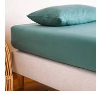 Drap housse pur coton bio 1 personne eucalyptus 90X140