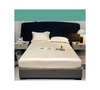 Drap-housse réglable en satin pour matelas de 90, 120, 150, 180, 200 cm, super doux et soyeux, convient pour matelas jusqu'à 30 cm de profondeur, blanc, 120 x 200 cm + taie d'oreiller 48 x 74 cm.