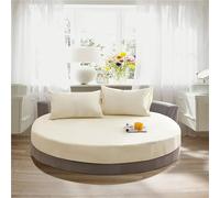 Drap-housse rond beige, 100 % coton, 200/220 cm, pour cadeaux de mariage et de pendaison de crémaillère, literie douce de couleur unie, diamètre 220 cm