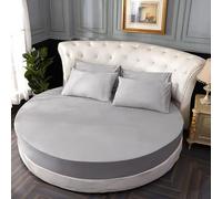 Drap-housse rond en pur coton de couleur unie pour surmatelas de 200 x 220 cm, gris clair, cadeau de mariage, literie de qualité supérieure de 220 cm