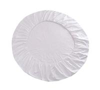 Drap Housse Ronde en Coton Blanc - Drap de Lit Rond 220 cm Diamètre avec Bande Élastique - Literie Élégante pour Chambre