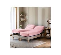 Drap housse rose thé pour lit articulé jersey extensible 2x80x200