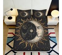 Drap-Housse Sun Moon Impression 3D Microfibre Profonde Poche Antidérapant Chambre Sun Moon Mattress Fitted Cover 180x200x25cm