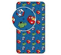 Drap-housse super-héros Avengers 100 % coton Bleu 90 x 200 cm