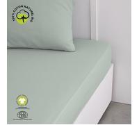 Today Drap housse – Coton bio – 160 x 200 +30 cm – Grand bonnet – Vert céladon